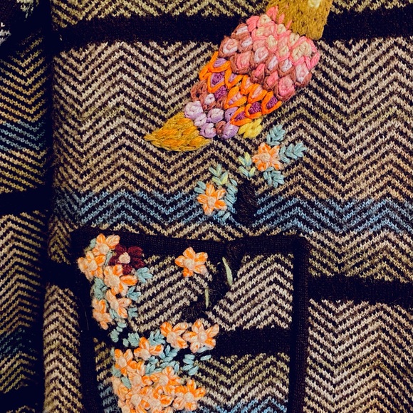 Moth Anthropologie Hand Embroidered Merino Wool Long Sleeve Jacket - Picture 2 of 12